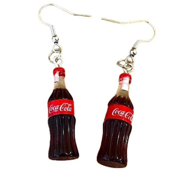 NEW!! COCA COLA Bottle Dainty Dangle Earrings - CHARMING LIGHTWEIGHT GAG GIFT - Picture 4 of 8